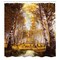 Ambesonne Tree Shower Curtain, Autumn Season Forest in Sun Rays Near The River in Morning Idyllic View Print, Cloth Fabric Bathroom Decor Set with Hooks, 69" W x 84" L, Yellow Brown White